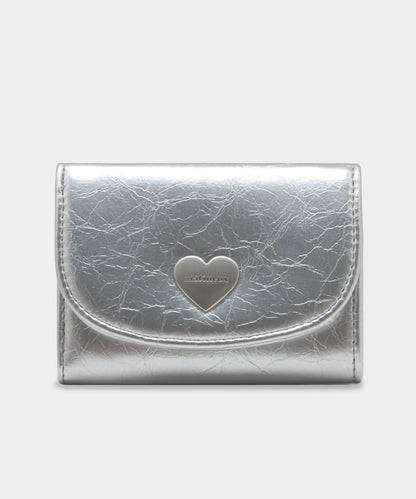 Heart Fold Wallet - Silver