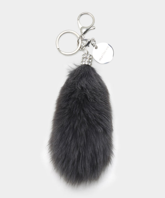 Real Fox Fur Keyring - Dark Gray