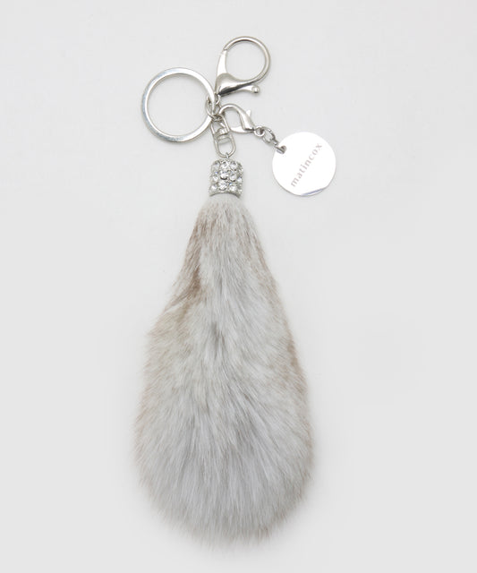 Real Fox Fur Keyring - Pearl