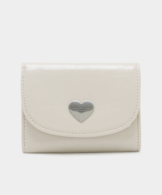 Heart Fold Wallet - Cream