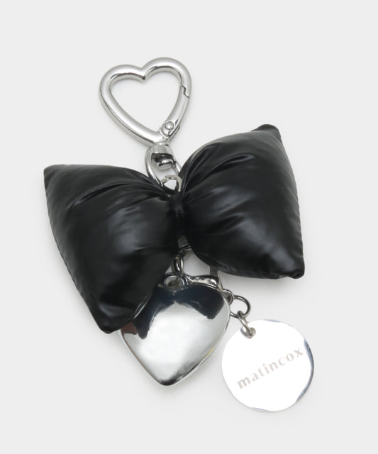 Padded Heart Keyring - Black