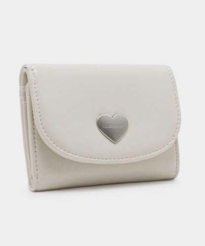 Heart Fold Wallet - Cream