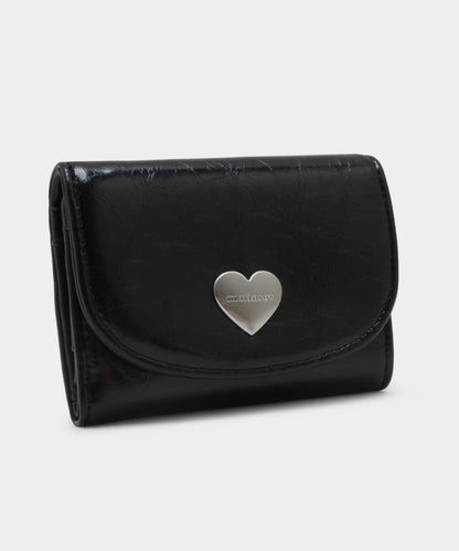 Heart Fold Wallet - Black