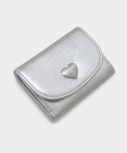 Heart Fold Wallet - Silver