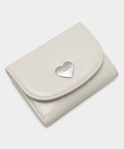 Heart Fold Wallet - Cream