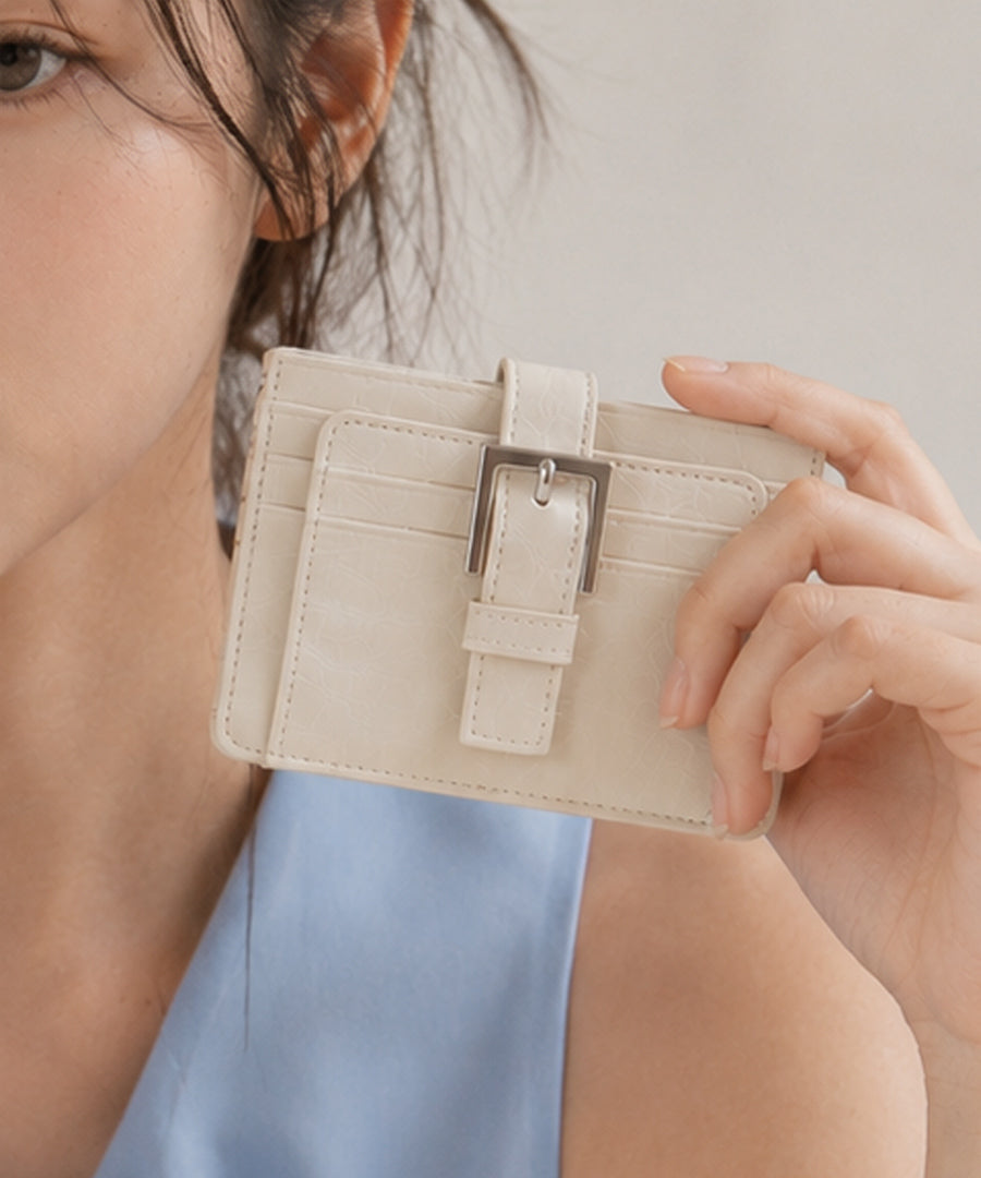 Buckle Card Wallet - Cream