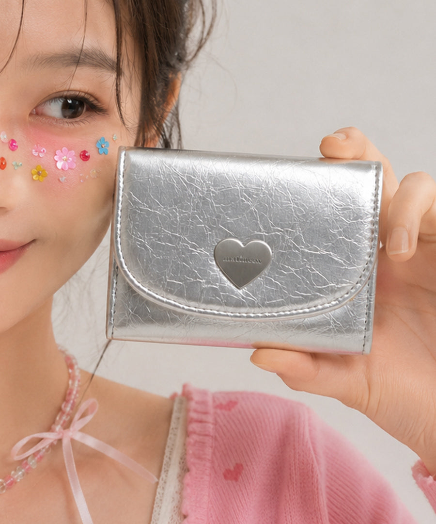 Heart Fold Wallet - Silver