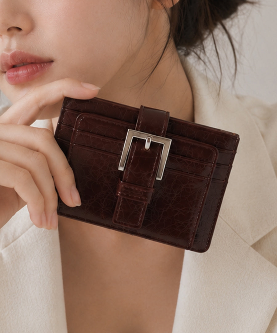 Buckle Card Wallet - Chocolate