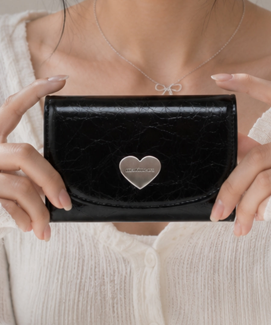 Heart Fold Wallet - Black