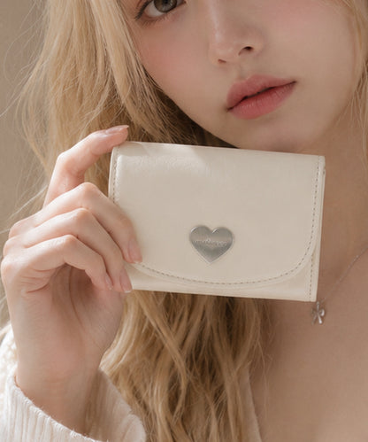 Heart Fold Wallet - Cream