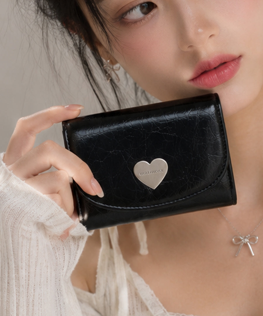 Heart Fold Wallet - Black