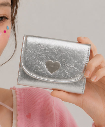 Heart Fold Wallet - Silver