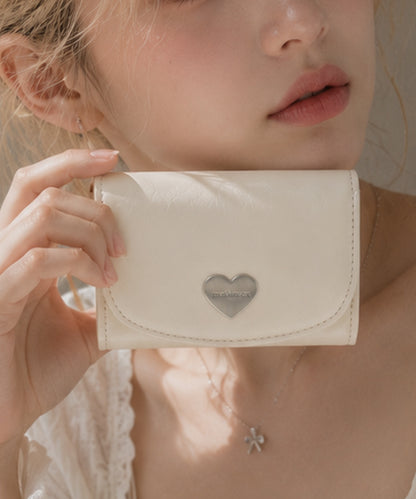 Heart Fold Wallet - Cream