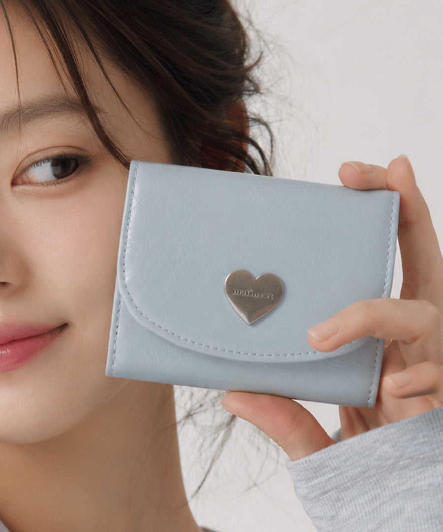 Heart Fold Wallet - Sky Blue
